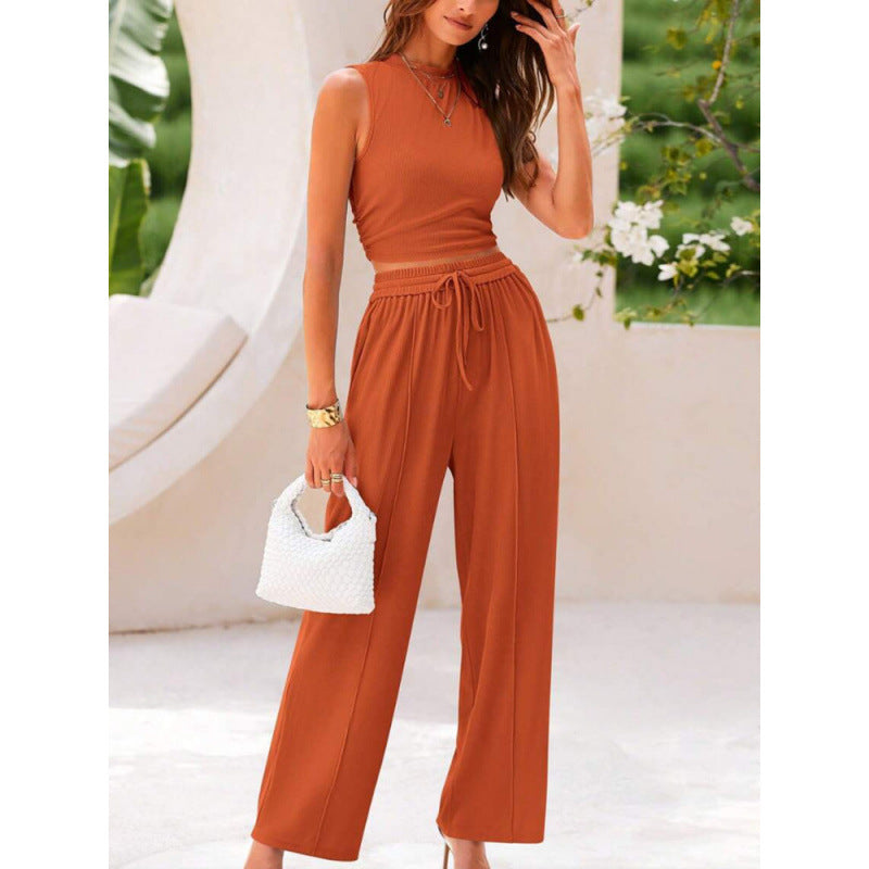 Women's Sleeveless Top and Wide Leg Pants Set