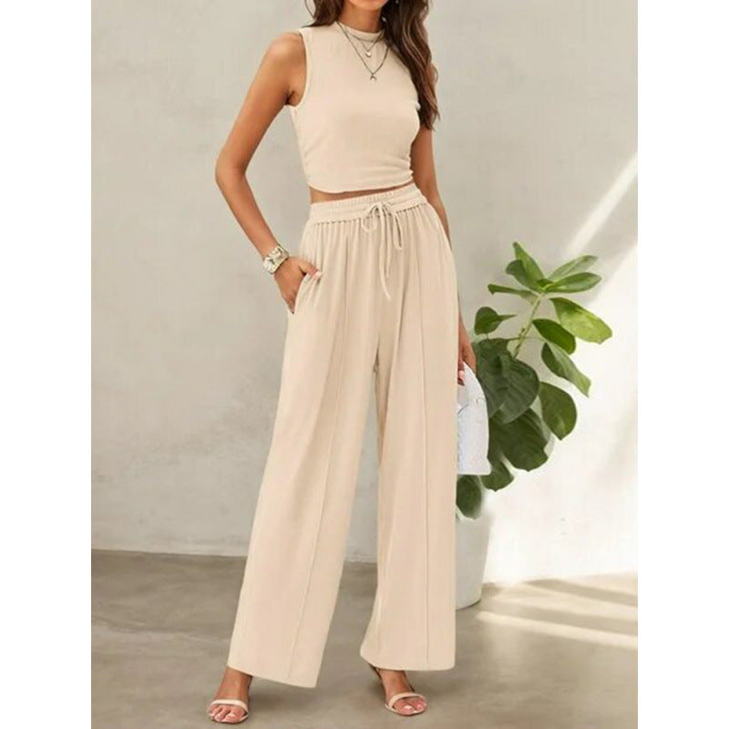 Women's Sleeveless Top and Wide Leg Pants Set