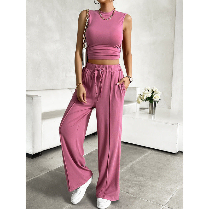 Women's Sleeveless Top and Wide Leg Pants Set