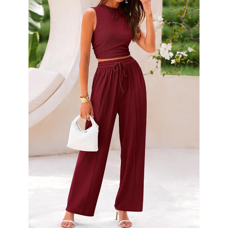 Women's Sleeveless Top and Wide Leg Pants Set
