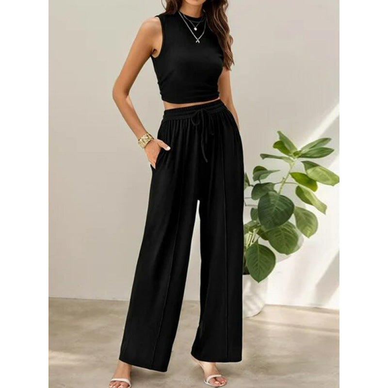 Women's Sleeveless Top and Wide Leg Pants Set