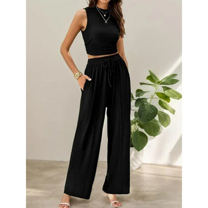 Women's Sleeveless Top and Wide Leg Pants Set