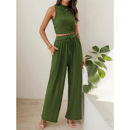Women's Sleeveless Top and Wide Leg Pants Set
