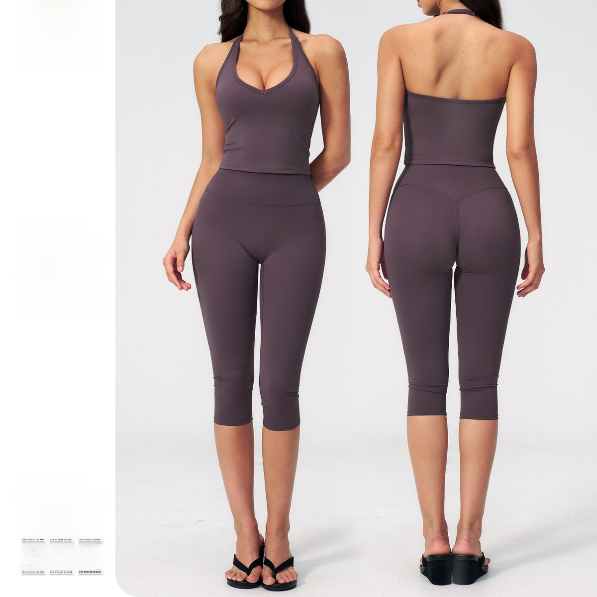 Women's Sleeveless Vest and Mid-Pants Sport Suit