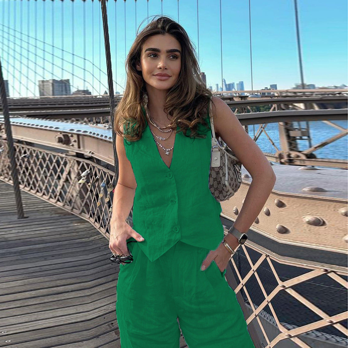 Women's Sleeveless Vest and Trousers