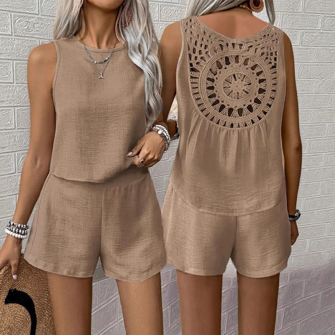 Women's Sleeveless Vest Shorts Set
