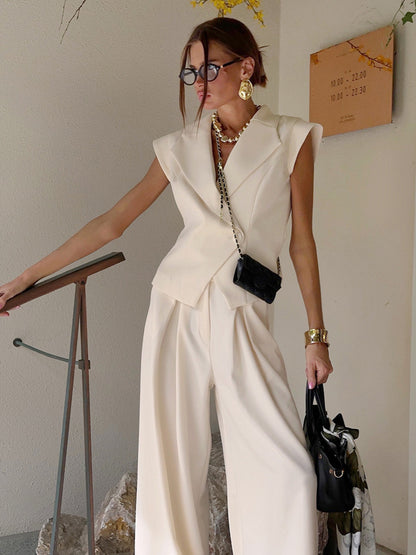 Women's Sleeveless Wide-Leg Two-Piece Set