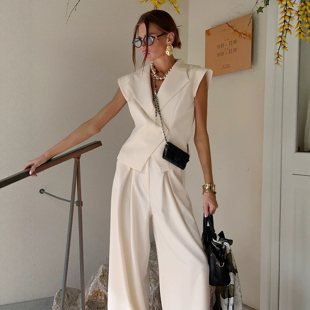 Women's Sleeveless Wide-Leg Two-Piece Set