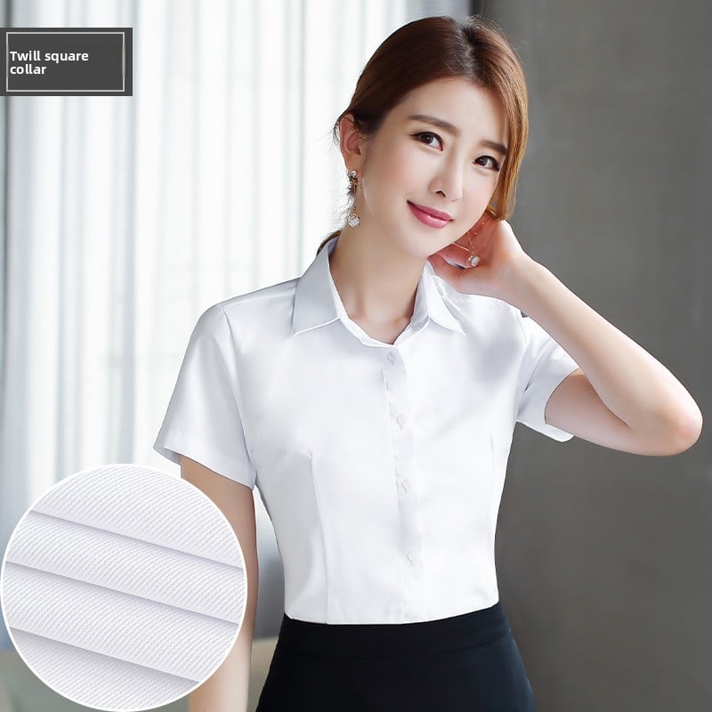 Women's Slim Fit Long & Short Sleeve Shirt - V-Neck/Square Collar