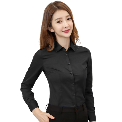 Women's Slim Fit Long & Short Sleeve Shirt - V-Neck/Square Collar