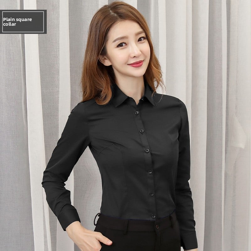Women's Slim Fit Long & Short Sleeve Shirt - V-Neck/Square Collar