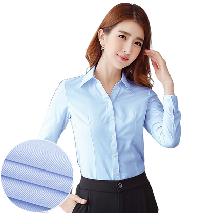 Women's Slim Fit Long & Short Sleeve Shirt - V-Neck/Square Collar