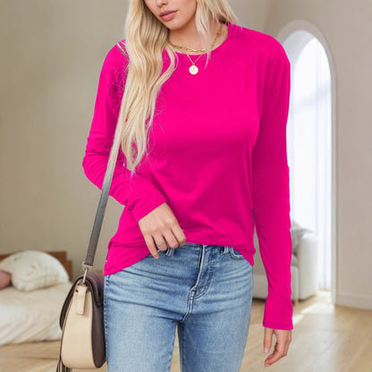 Women's Slim Fit Long Sleeve Round Neck T-Shirt