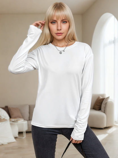 Women's Slim Fit Long Sleeve Round Neck T-Shirt