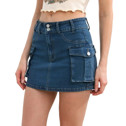 Women's Slim Fit Low-Waist Denim Bodycon Skirt