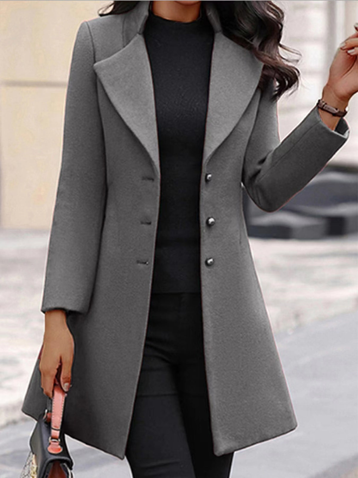 Women's Slim Fit Mid-Length Wool Coat