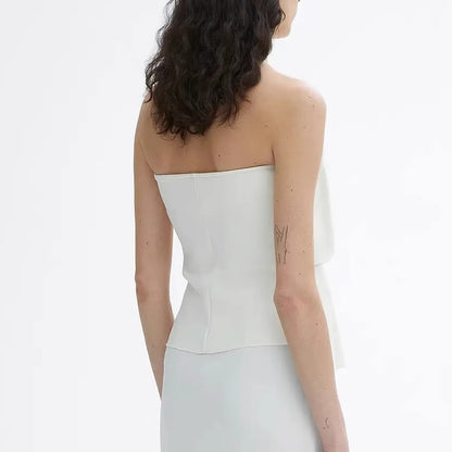 Women's Slim Fit Pleated Strapless Vest