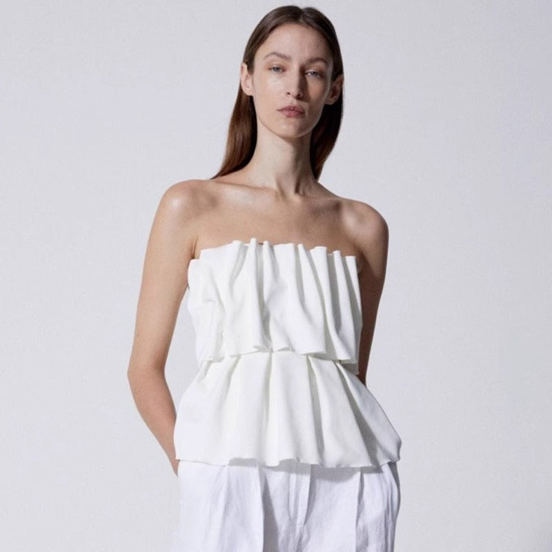 Women's Slim Fit Pleated Strapless Vest