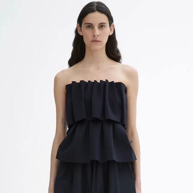 Women's Slim Fit Pleated Strapless Vest