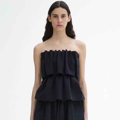 Women's Slim Fit Pleated Strapless Vest