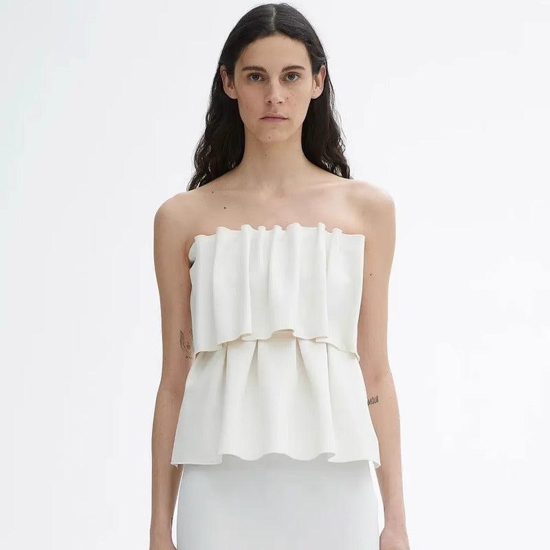 Women's Slim Fit Pleated Strapless Vest