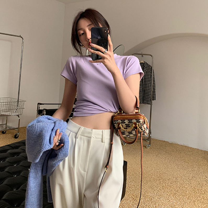 Women's Slim Fit Short Sleeve Round Neck T-Shirt