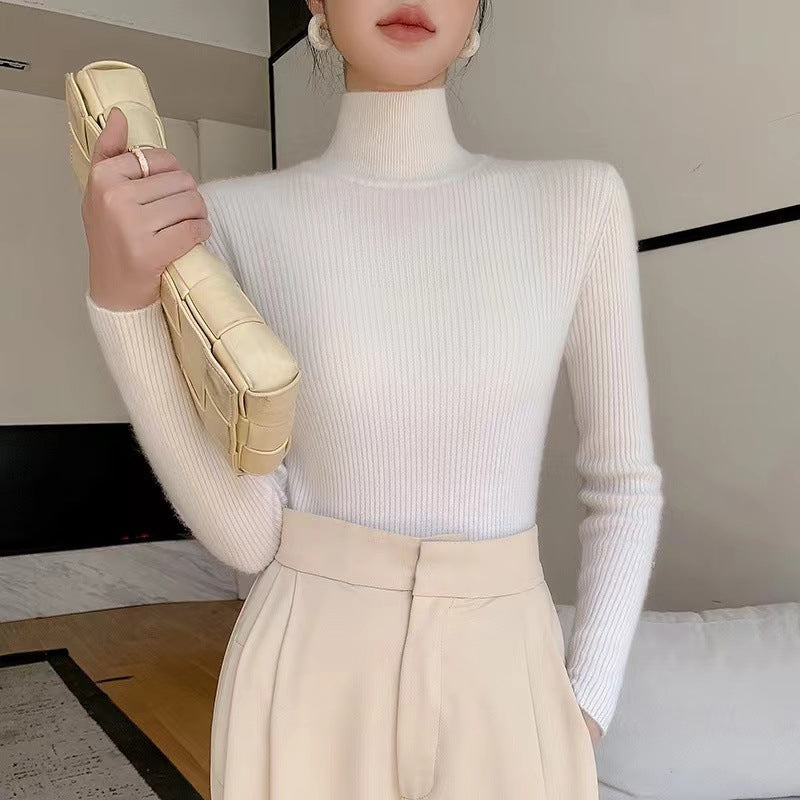 Women's Slim Fit Wool Blend Turtleneck Sweater