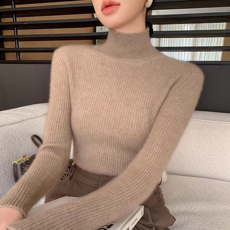 Women's Slim Fit Wool Blend Turtleneck Sweater