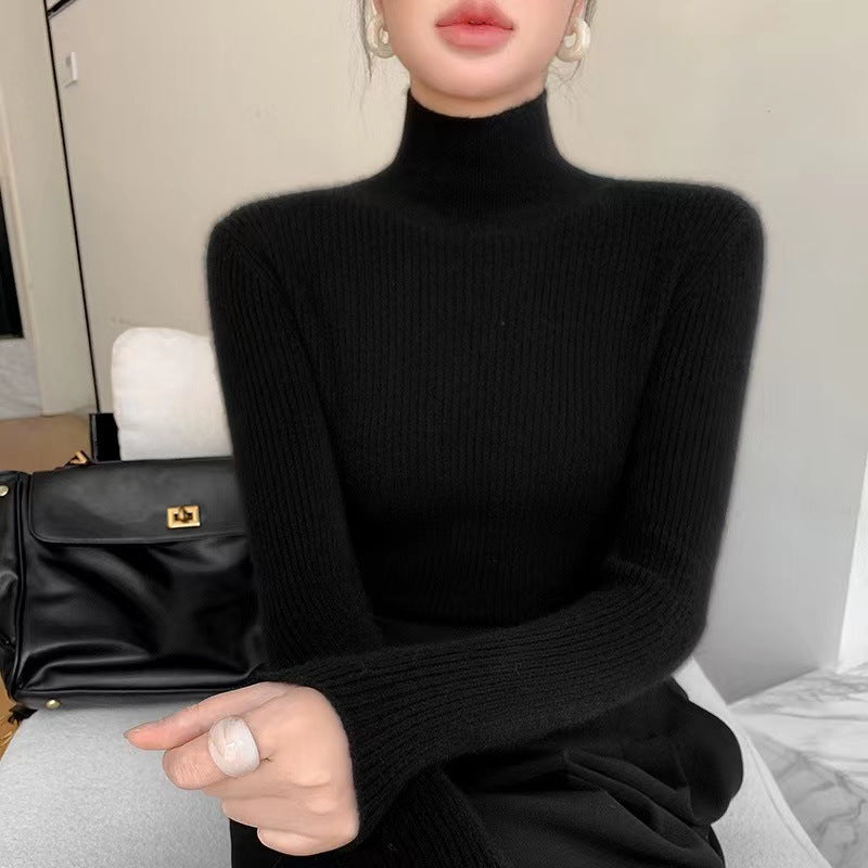 Women's Slim Fit Wool Blend Turtleneck Sweater