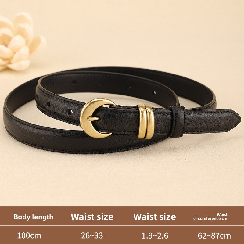 Women's Slim Leather Belt with Pin Buckle