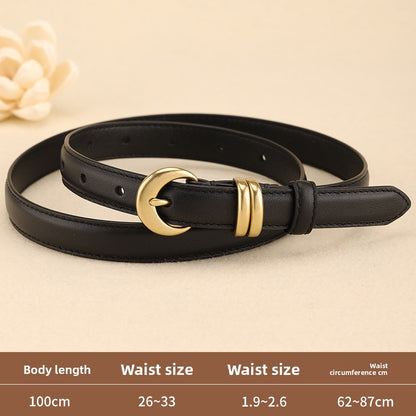 Women's Slim Leather Belt with Pin Buckle