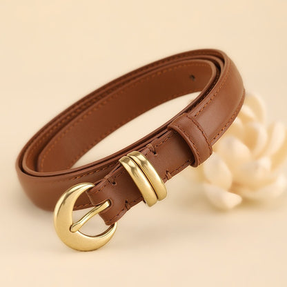 Women's Slim Leather Belt with Pin Buckle
