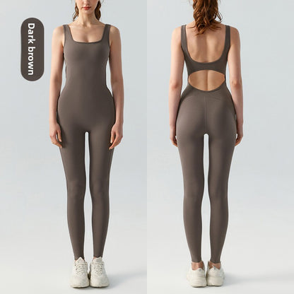 Women's Slimming Yoga Jumpsuit with Built-in Chest Pads.