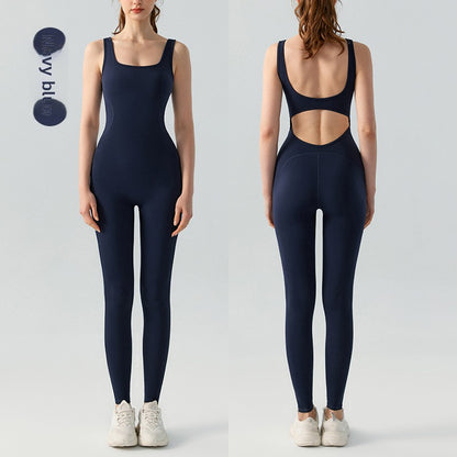 Women's Slimming Yoga Jumpsuit with Built-in Chest Pads.