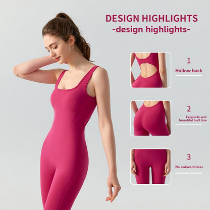 Women's Slimming Yoga Jumpsuit with Built-in Chest Pads.