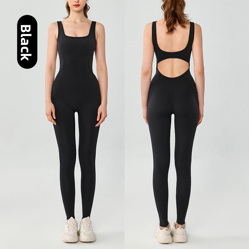 Women's Slimming Yoga Jumpsuit with Built-in Chest Pads.