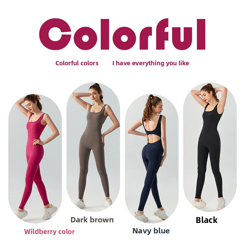 Women's Slimming Yoga Jumpsuit with Built-in Chest Pads.