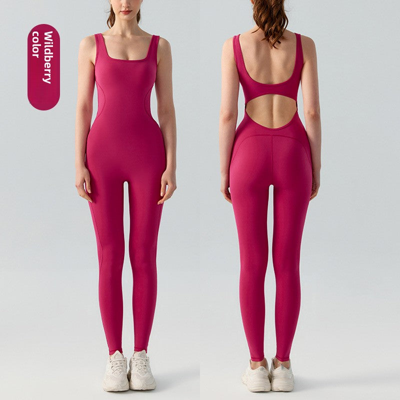 Women's Slimming Yoga Jumpsuit with Built-in Chest Pads.