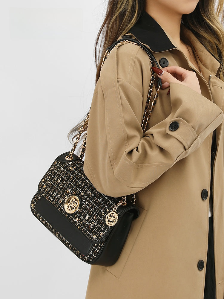 Women's Small Square Shoulder Bag with Chain Handle