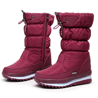Women's Snow Boots, Thickened and Warm Cotton Shoes, Slip-Resistant and Waterproof Mid-Calf Boots, Plus Sizes