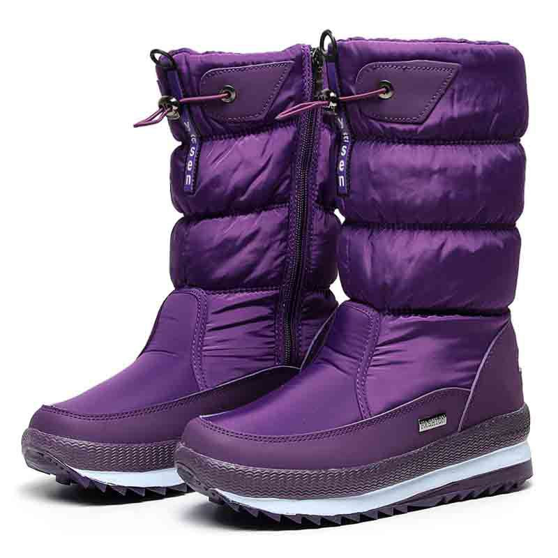 Women's Snow Boots, Thickened and Warm Cotton Shoes, Slip-Resistant and Waterproof Mid-Calf Boots, Plus Sizes