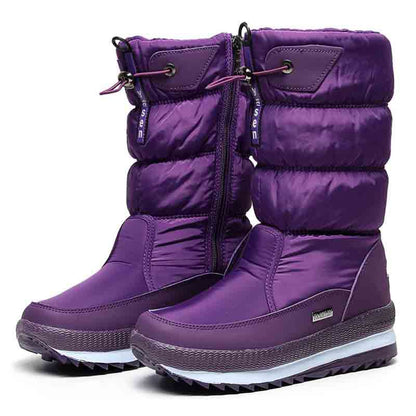 Women's Snow Boots, Thickened and Warm Cotton Shoes, Slip-Resistant and Waterproof Mid-Calf Boots, Plus Sizes