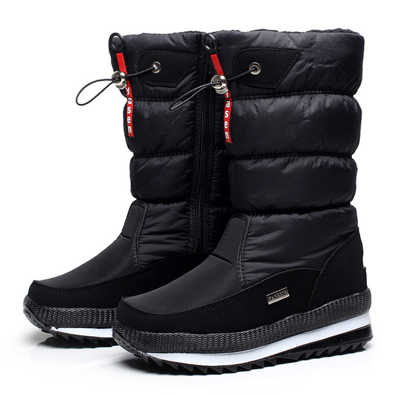Women's Snow Boots, Thickened and Warm Cotton Shoes, Slip-Resistant and Waterproof Mid-Calf Boots, Plus Sizes