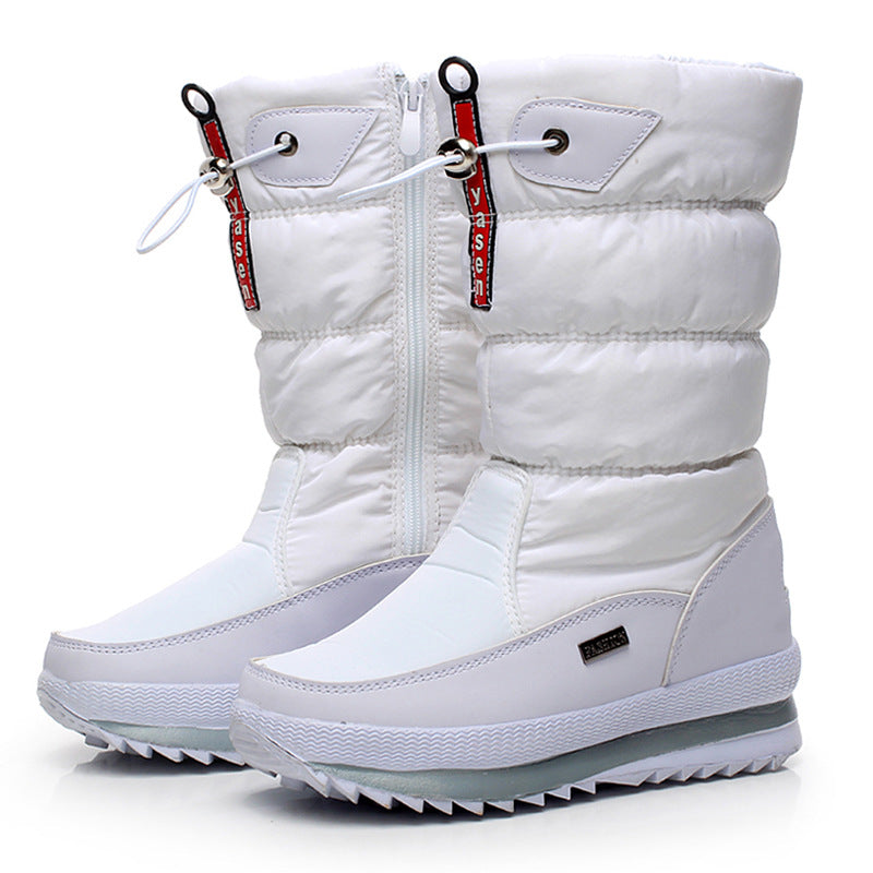 Women's Snow Boots, Thickened and Warm Cotton Shoes, Slip-Resistant and Waterproof Mid-Calf Boots, Plus Sizes