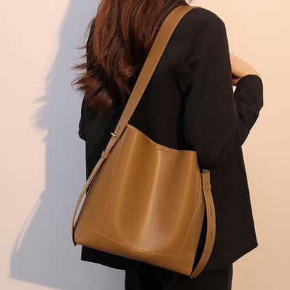 Women's Soft Leather Bucket Bag