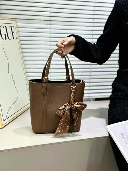 Women's Soft PU Bucket Bag with Zipper Closure