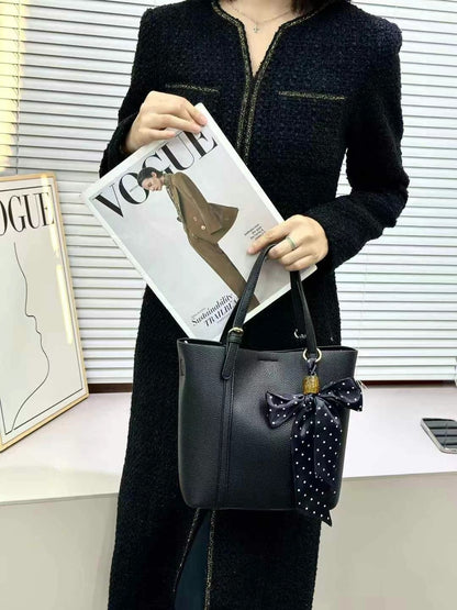 Women's Soft PU Bucket Bag with Zipper Closure