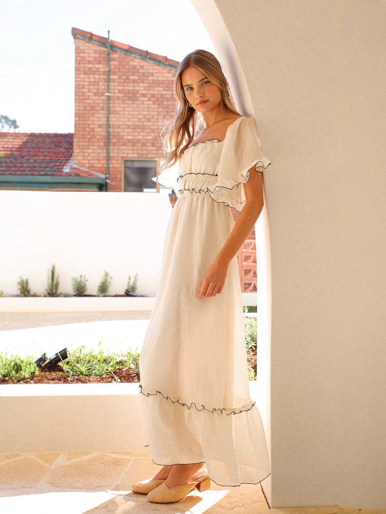 Women's Solid Color A-Line Mid-Length Dress