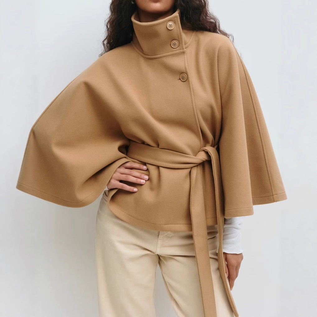 Women's Solid Color Belted Trench Coat