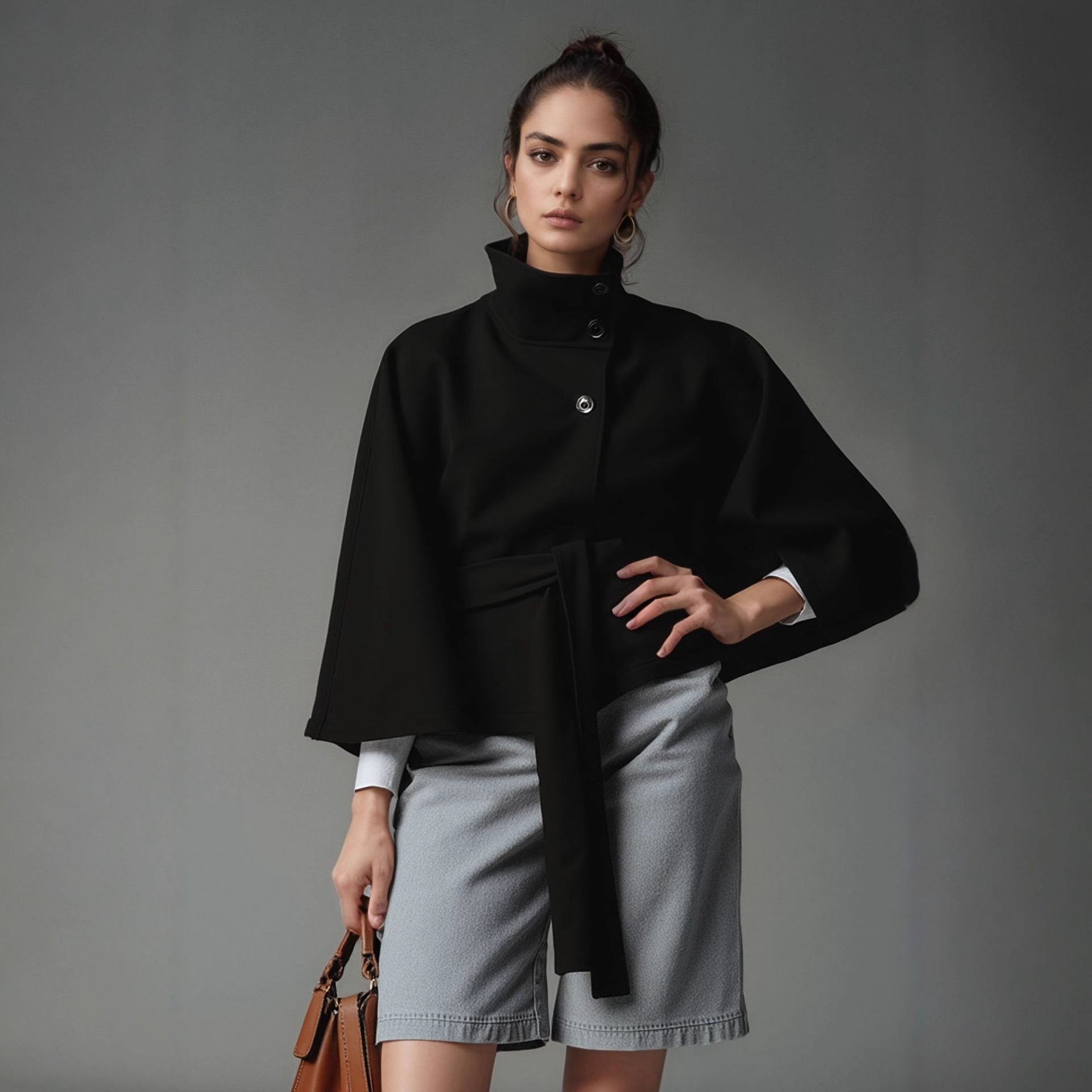 Women's Solid Color Belted Trench Coat